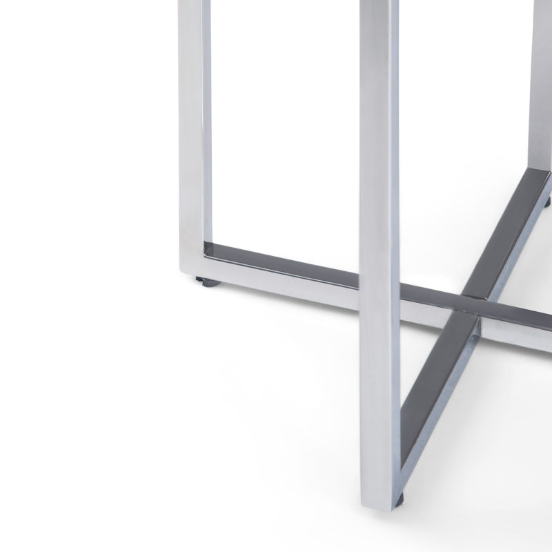 Marsden 18'' White Marble and Chrome Metal Side Table