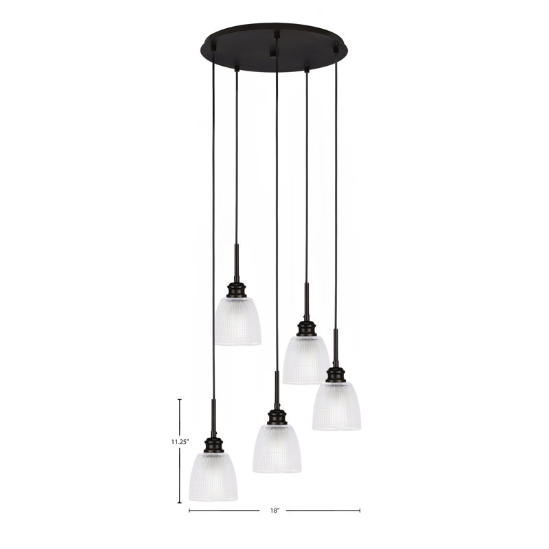 Luminaire suspendu grappe 5 lumières Edge, Espresso