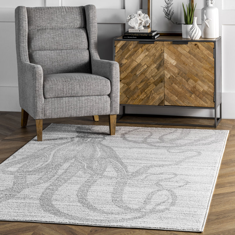 Tapis argent / gris, Rectangle 7 pi 6 po x 9 pi 6 po