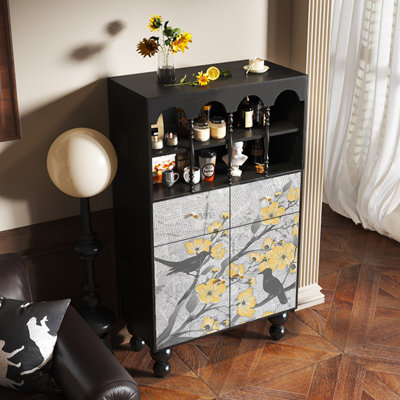French style simple flower pattern accent cabinet