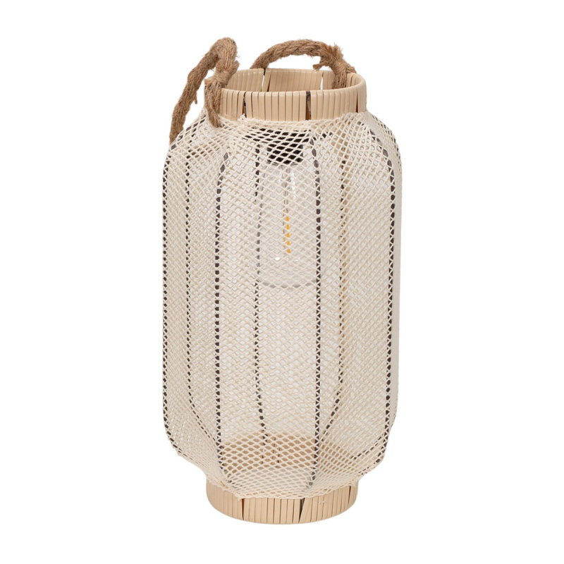 Natural Mesh Fabric Solar Powered Outdoor Lantern 35cm Solar Powered Integrated LED Outdoor Lantern