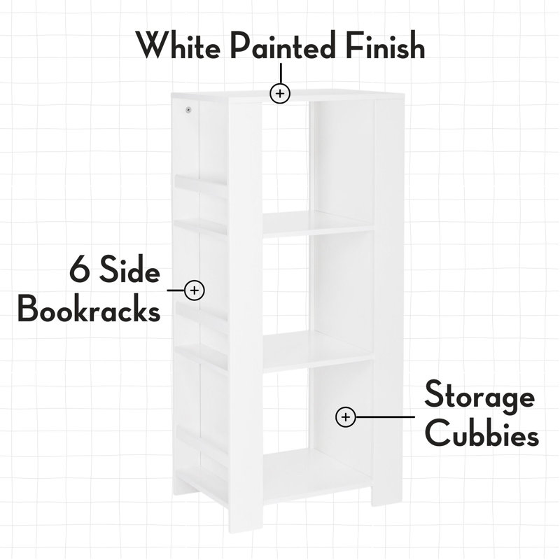 White Wood Kids Cubby Storage Tower with Bins