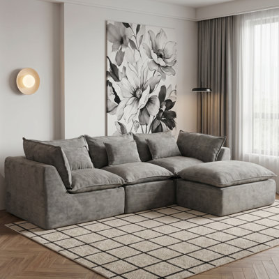 Canapé modulaire en L 102,3 po à 3 places pour canapé modulaire gris L 102,3 po