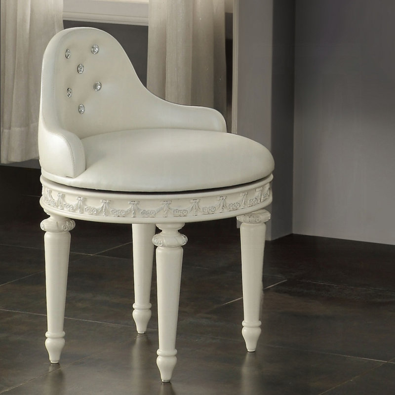 Fauteuil de coiffeuse pivotant ivoire avec dossier capitonné