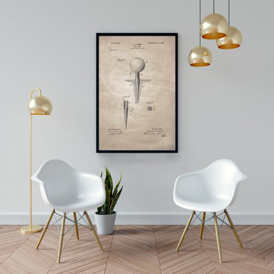 Toile bleue avec motif de té de golf beige | Décoration de sport pour le salon
