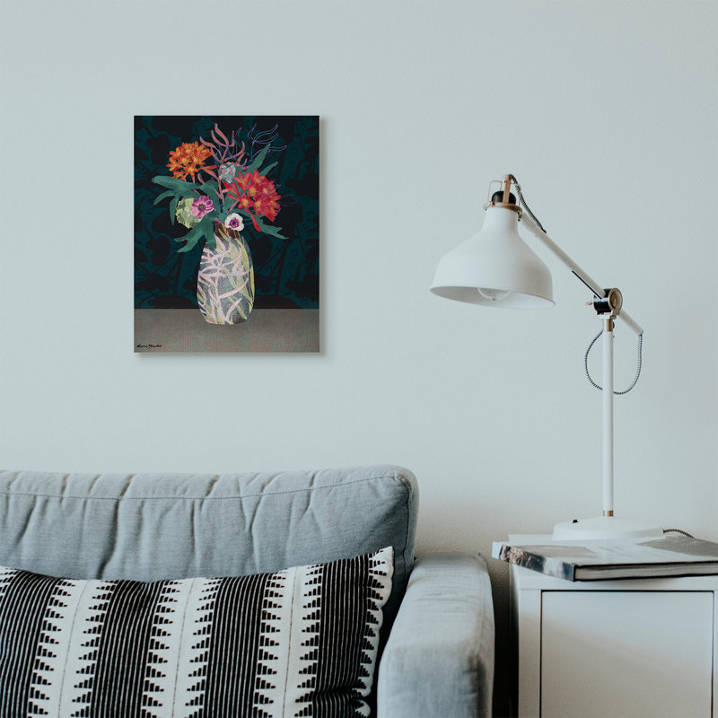 « fleur vase pattern collage design » par karen dreyfus-impression sur image, Toile tendue, H 20 po x l 16 po x P 1,5 po