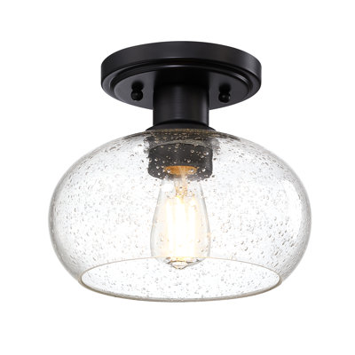 1-Light Semi Flush Mount Ceiling Light, Matte Black Finish with
Clear Seeded Glass | E26 Medium Base | 8.25" Diameter