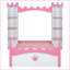 Lit plateforme simple en bois de pin MDF avec tablettes de rangement, lit en forme de château blanc et rose