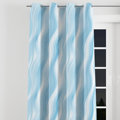 Rideaux obscurcissant Coastal Room - Rideau à œillets rayé bleu et blanc