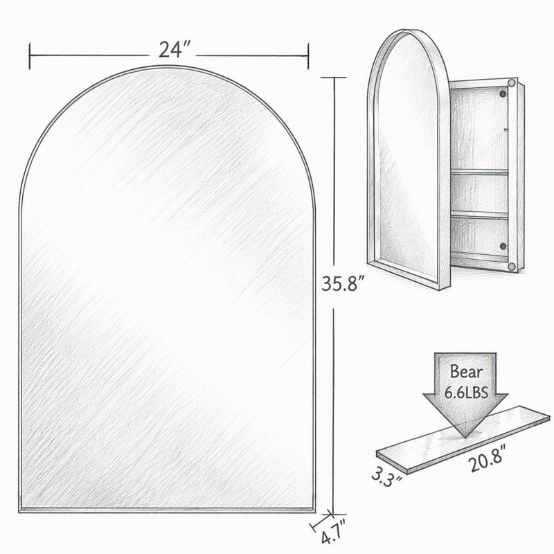 Pharmacie encastrable 24 po x 36 po, Blanc