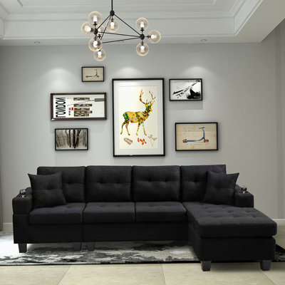 Ensemble de canapé modulaire pour salon avec méridienne en forme de L, porte-gobelet
