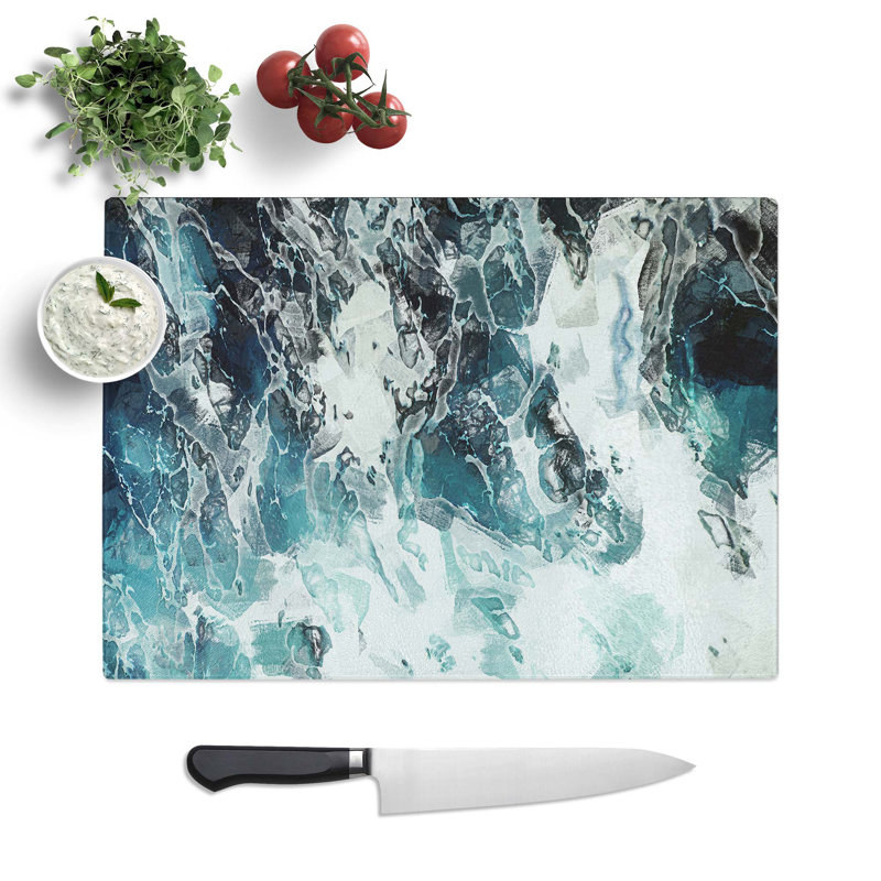 Tempered Glass Tempest in Abstract Chopping Board, 39 cm W x 28.5 cm L