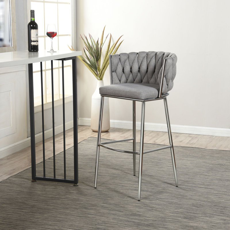 Austin Allen James - Fauteuil Abraam en tissu - Revêtement noir avec structure en or poli, Argent argent, Gris
