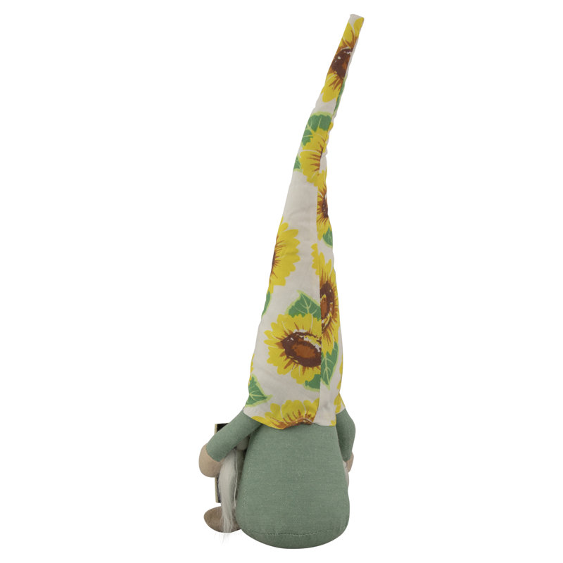 15.5" Spring Gnome Figurine with Sunflower Hat and Welcome Sign