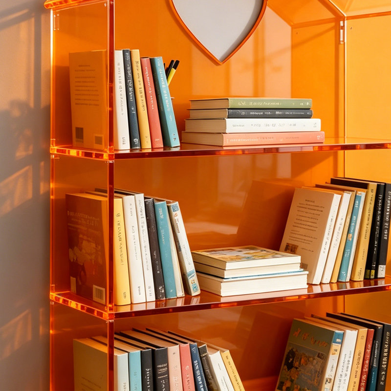 Bibliothèque en forme de maison en acrylique, (4 tablettes) H 55,12 po x l 31,5 po x P 11,81 po