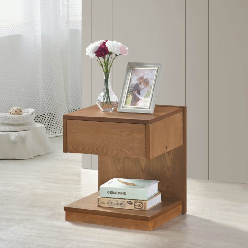 Table basse en bois avec tiroir, tablette