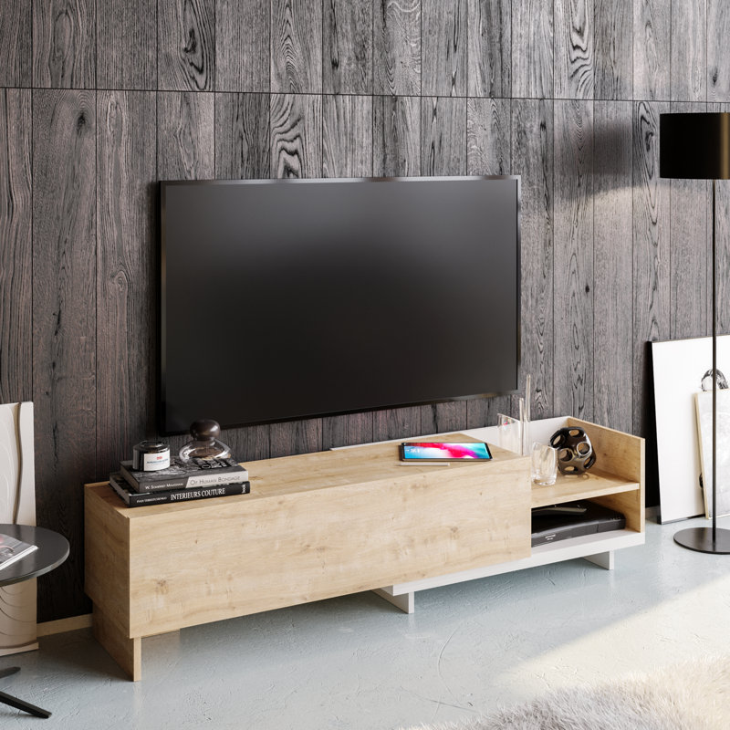 Bhupinder TV Stand - TVs up to 65", White/Sapphire Oak