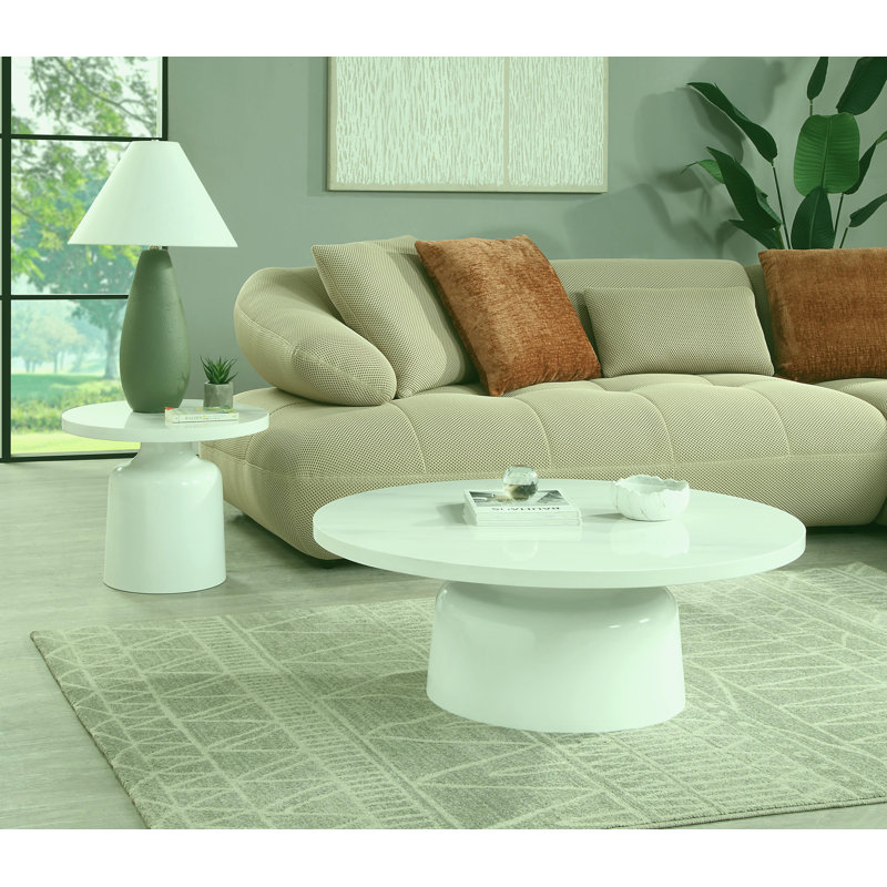 Table de bout en marbre blanc brillant