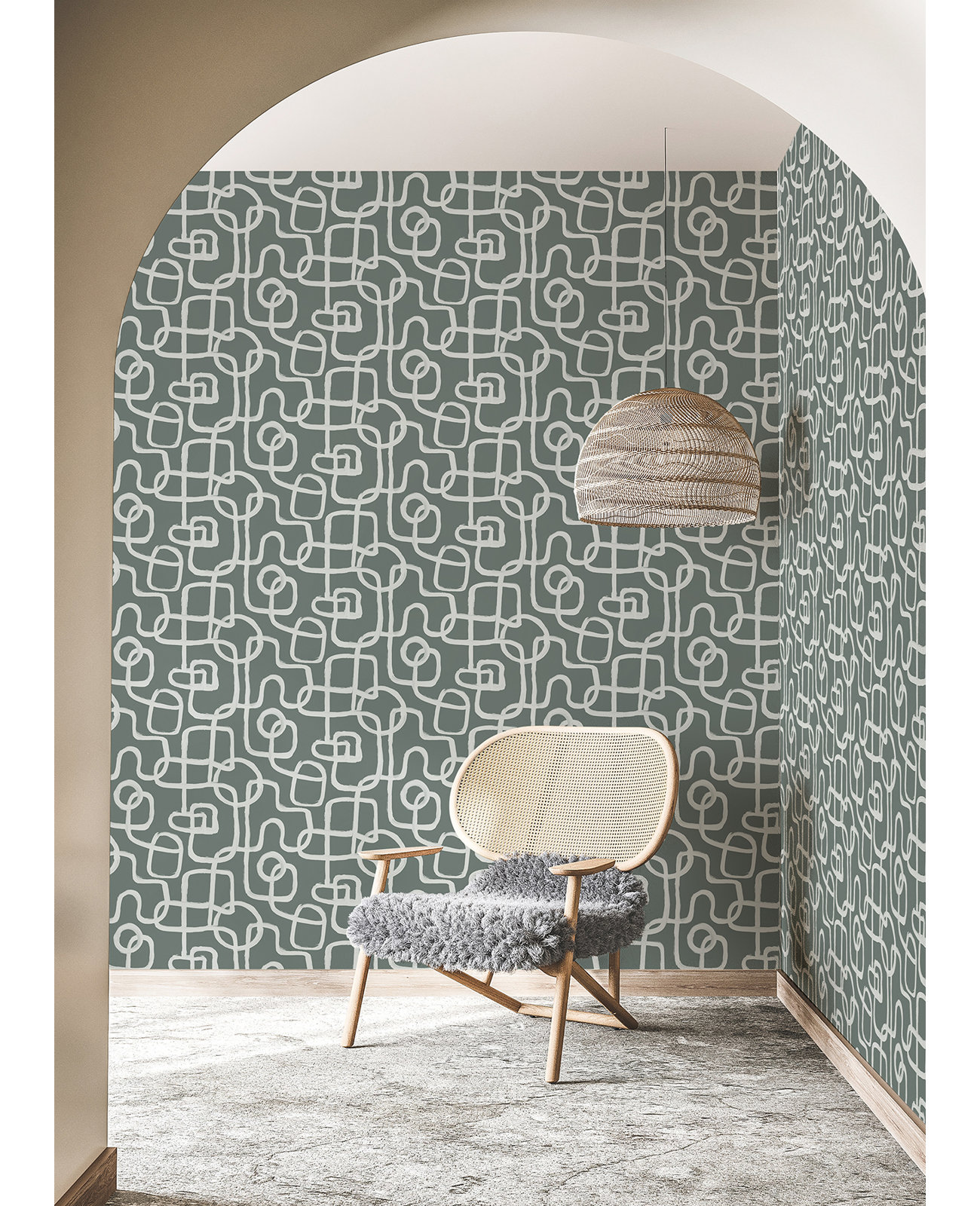 Fernan Modern Peel & Stick Geometric Wallpaper, Gray