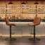 Ensemble de 2 tabourets de bar, tabourets de bar pivotants réglables, tabourets de hauteur de bar avec support pour le dos, chaises de bar à hauteur de comptoir en cuir pour îlot de cuisine rustique, brun-672907580