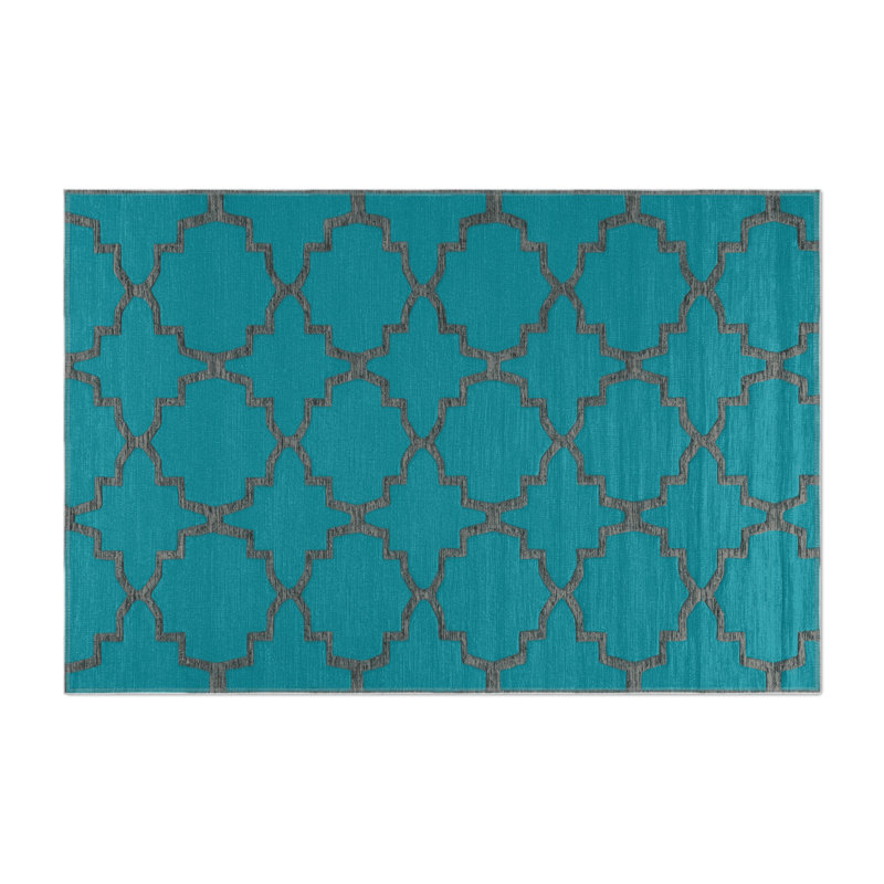 Tapis bleu intérieur et extérieur Trellis, Rectangulaire 3 pi x 5 pi