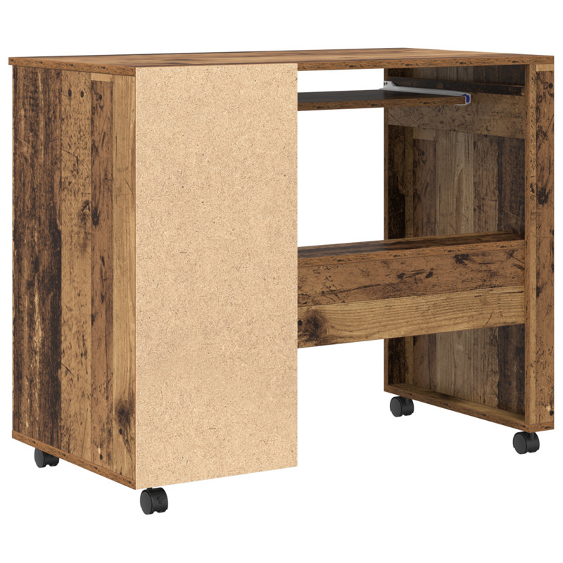 Computer Desk Engineered Wood Compact Drawers, Old Wood