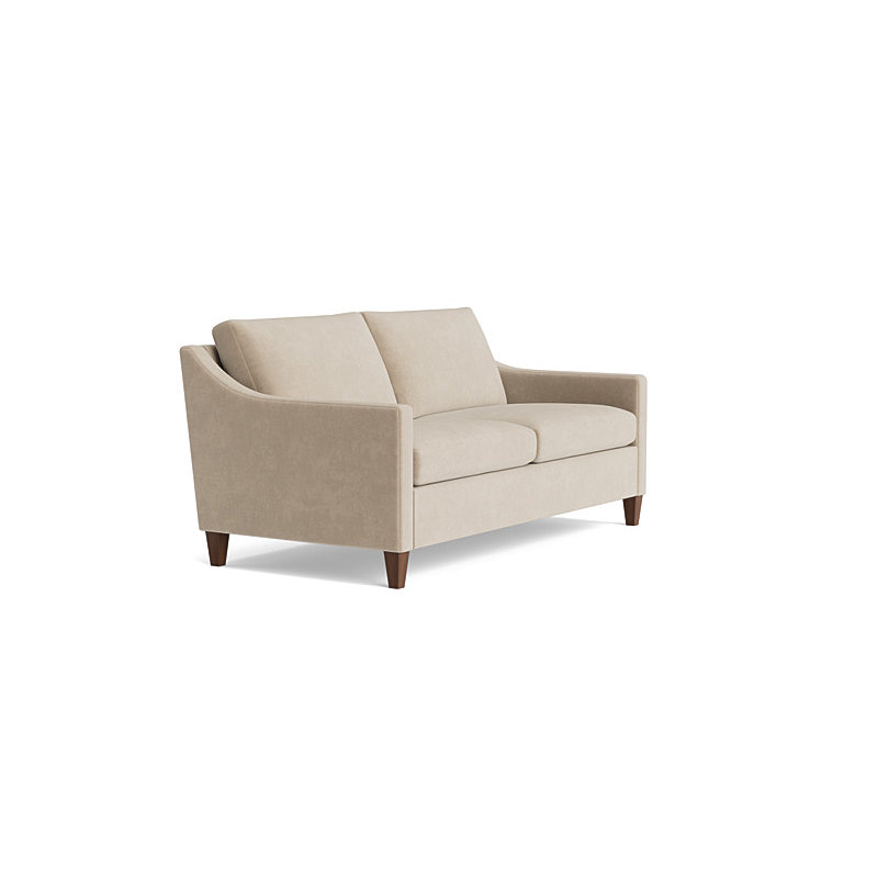 Vera Loveseat (70"), Walnut Finish (Angled), Velvet - Beige
