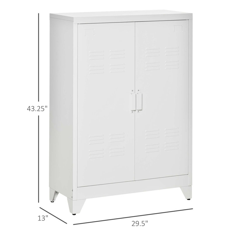 Armoire de rangement industrielle 43 po, double porte en acier avec tablettes réglables