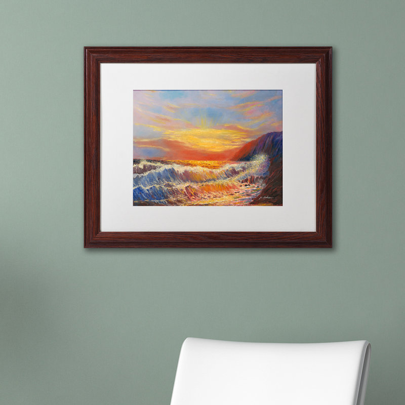 Luverne «Hawaiian Sunset», reproduction d'art encadrée, H 16 po x l 20 po x P 0,5 po, Encadrement brun, Blanc