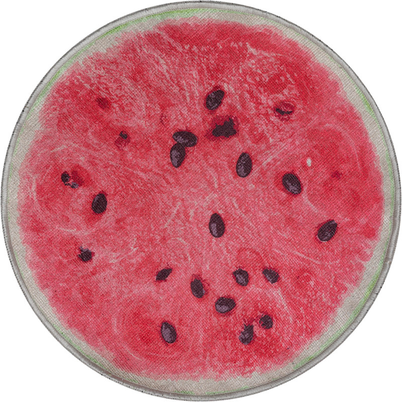Tapis rouge délavé Kehr Watermelon, Rond 5 pi 3 po