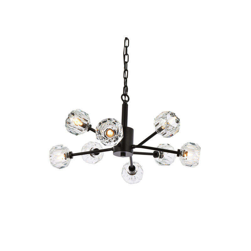 Luminaire suspendu sphérique spoutnik 8 lumières Boise, Noir
