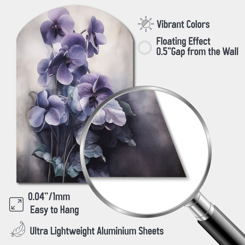 Mauve gris, violettes, rêve II - art mural floral en arche, sculpture murale asymétrique, H 34 po x l 25 po x P 1 po