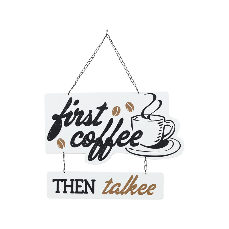 Enseigne murale en bois First Coffee Ensuite