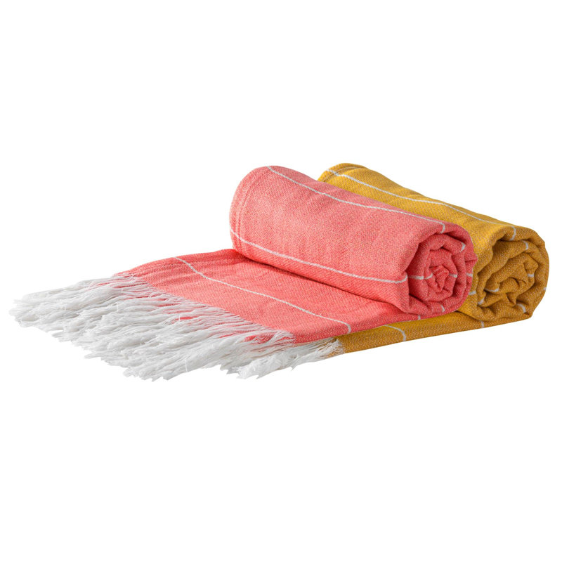 Nicola Spring - Turkish Cotton Bath Towels - 173 x 92cm, Light Orange/Mustard