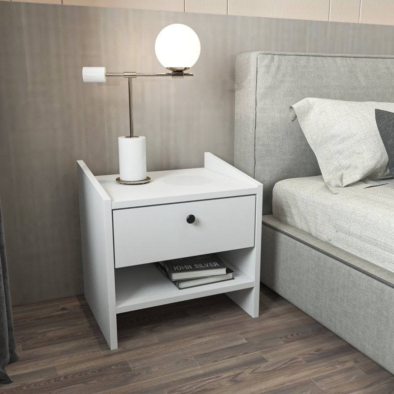 Berlin 1 Drawer Bedside Table, White