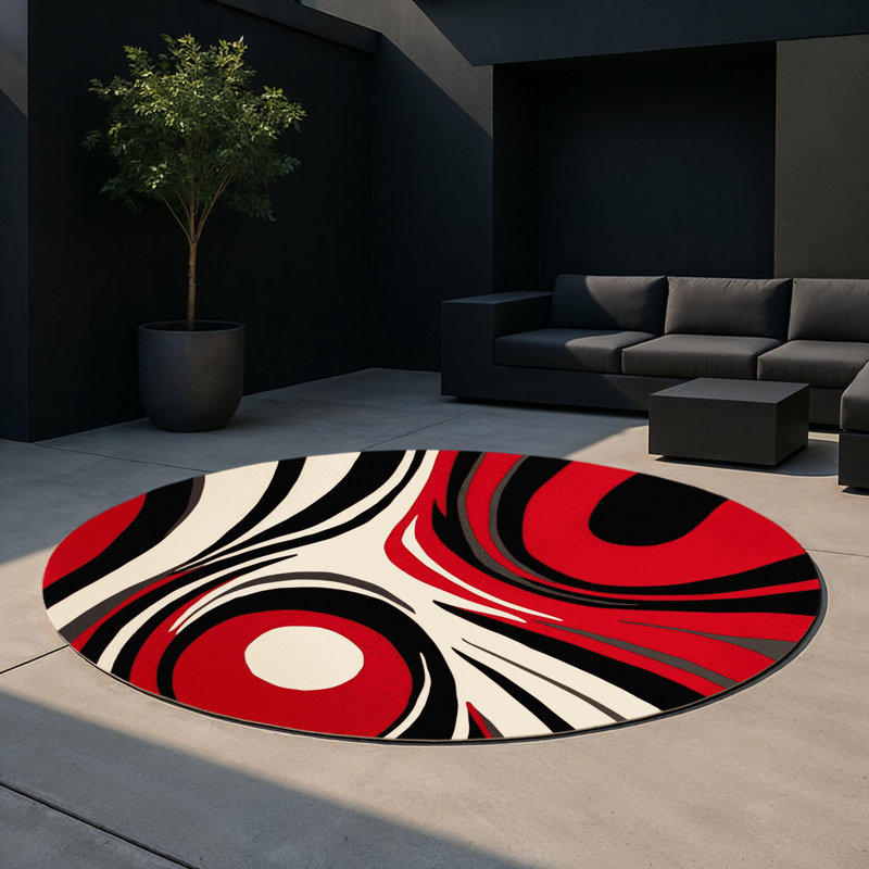 Scarlet Dusk Indoor And Outdoor Area Rug, Round 5'