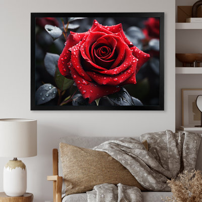 «Atthew Water Drops on Red Rose Majesty II», reproduction