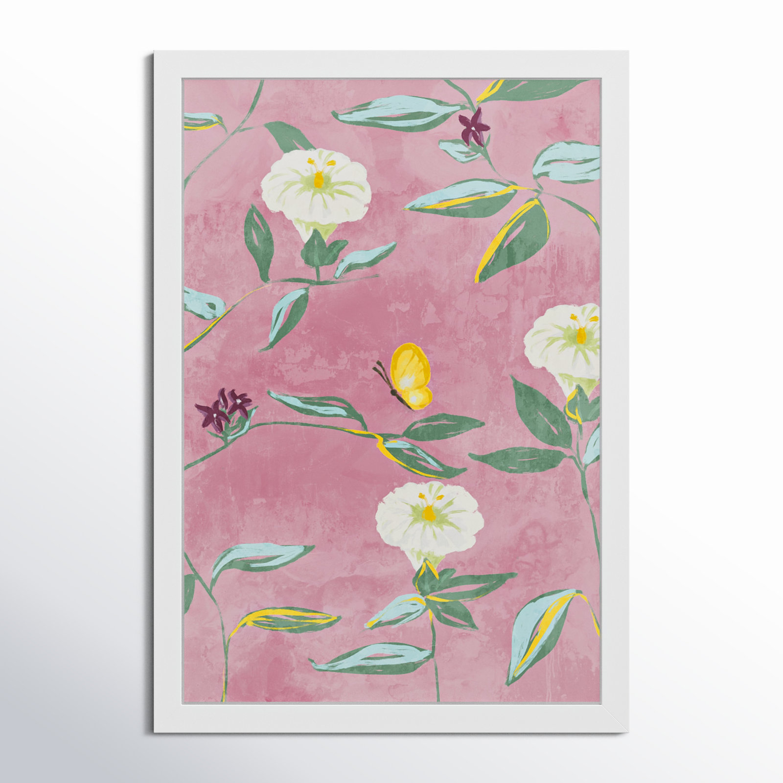Floral Spring Tapestry Pattern Print, White, 32" H x 22" W