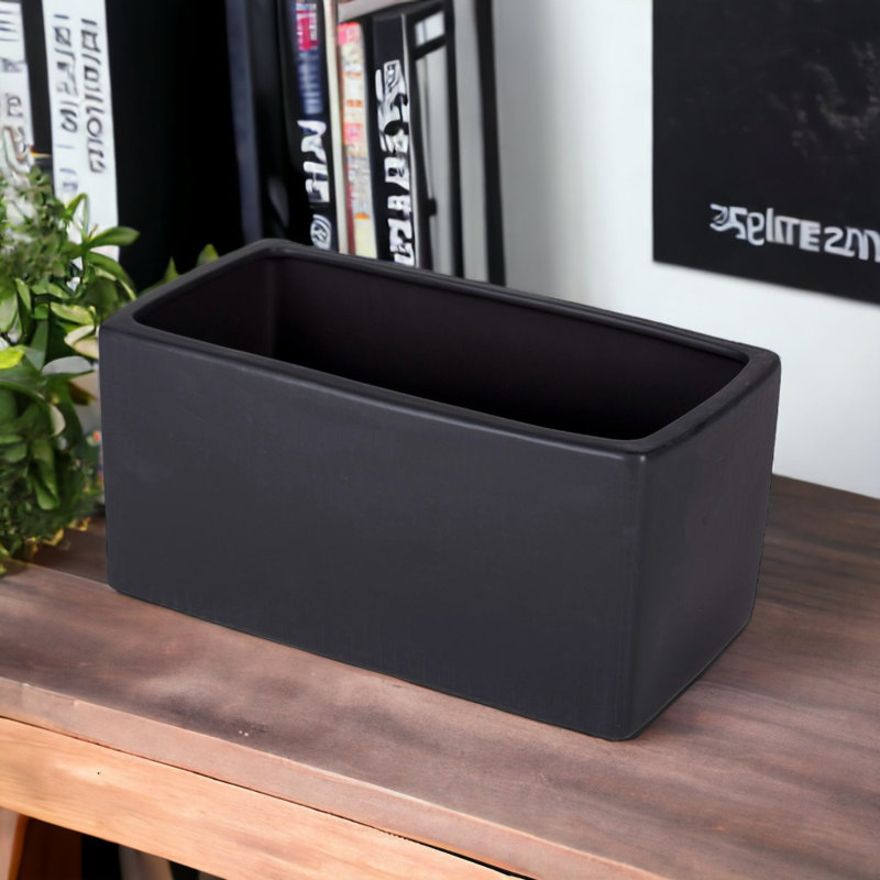 Camarena Handmade Ceramic Pot Planter, Black