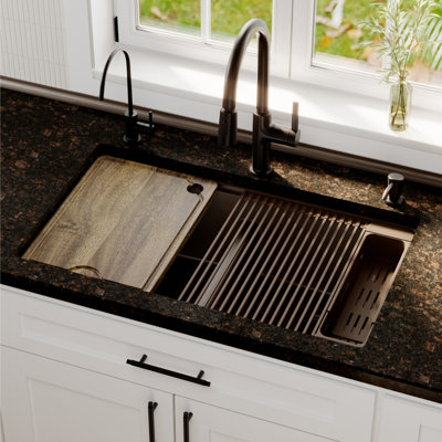 Ensemble d'évier de cuisine à double cuve encastrable en quartz 32 po Karran