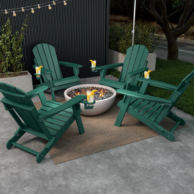Chaise Adirondack pliante en plastique Hdpe avec porte-gobelet