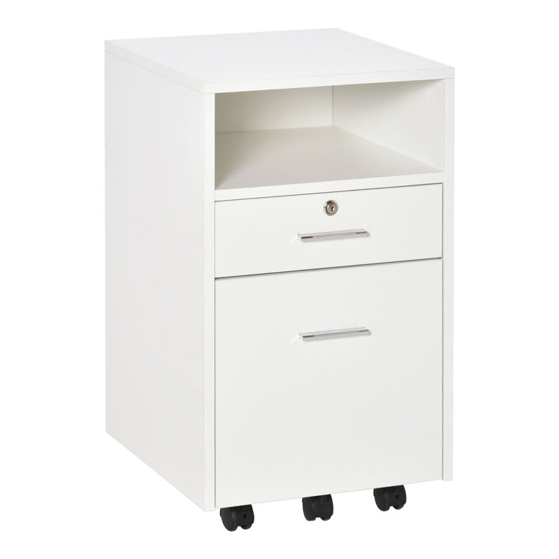 15.4'' Wide 2 -Drawer Mobile File Cabinet, White