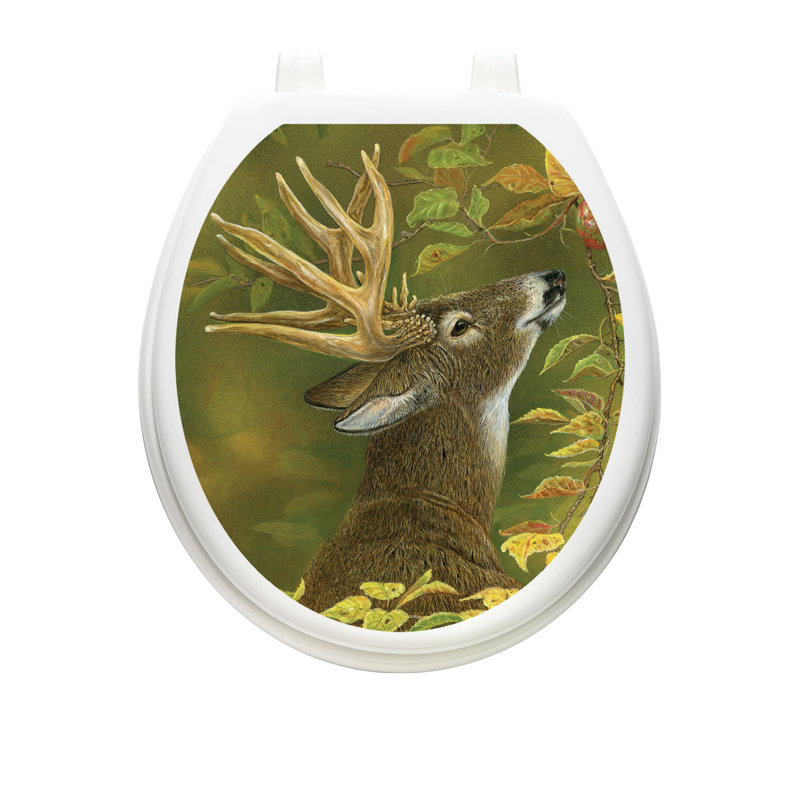 Décalcomanie de siège de toilette Lodge Deer Find - couvercles de toilette en vinyle, Rond