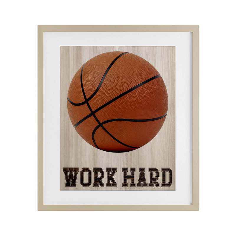 Work Work Basketball, reproduction encadrée sous verre, conception de Marcus Prime, H 21 po x l 17 po