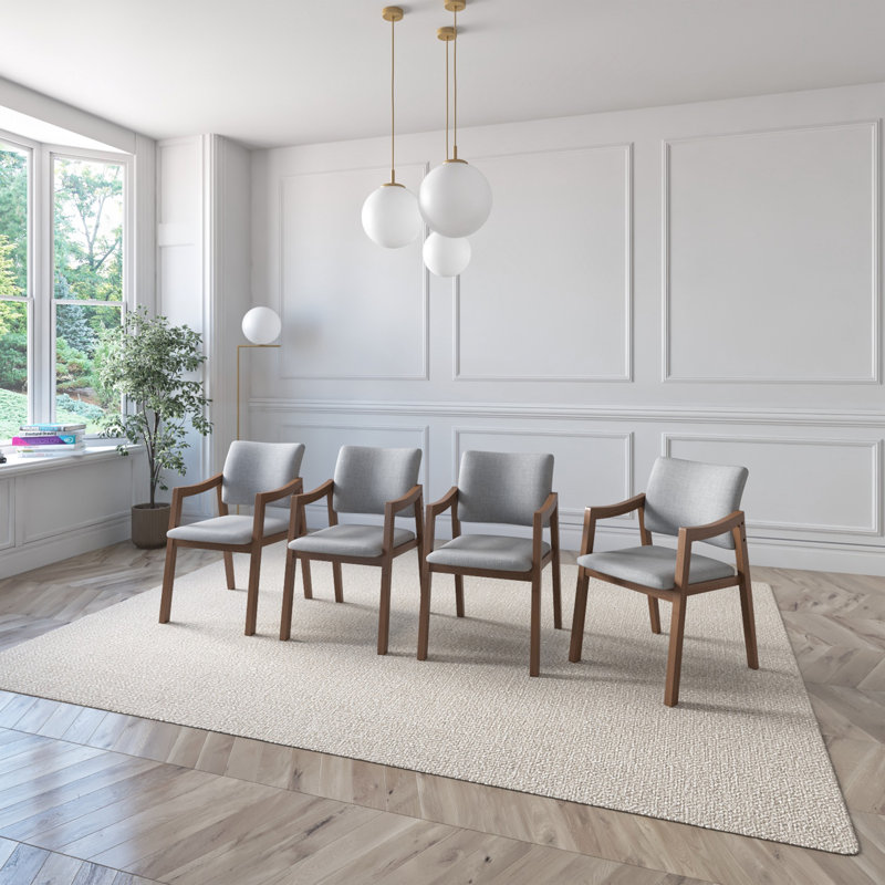 Etheriu Indoor Wood Dining Set, 5 Pieces: Table, 4 Chairs, Walnut