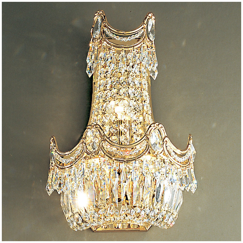 Applique murale 3 lumières Regency, Plaqué en or 24 carats, Crystalique Plus