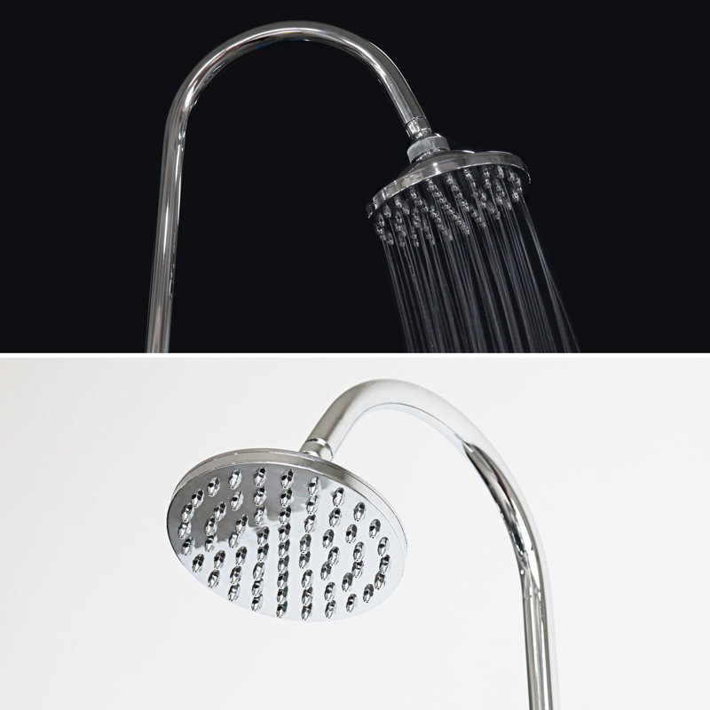 Vangundy Solar Powered Temperature Controlled Portable Vinyl Free Standing Outdoor Shower with Detachable Shower Head and Footwash Spout