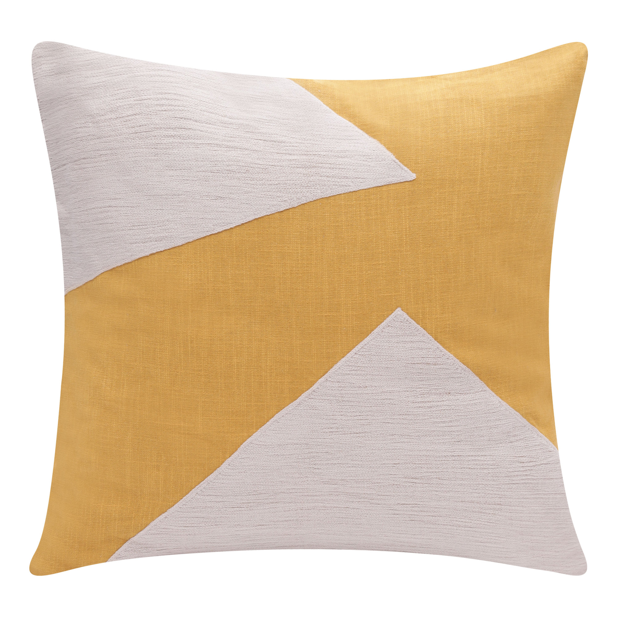 Auburn Geometric Cotton Throw Pillow, Square 20", Yellow/White, Pillow Cover Only - No Insert