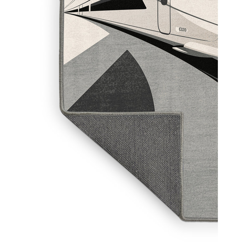 Soft Plush Eger Modern Passenger Train Modern & Contemporary Area Rug in Beige – Gray Binding, 5x7