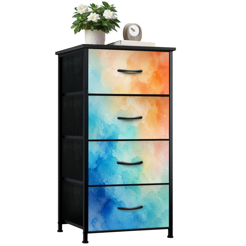 Commode de rangement verticale à 4 tiroirs à motif de pastel abstrait abstrait